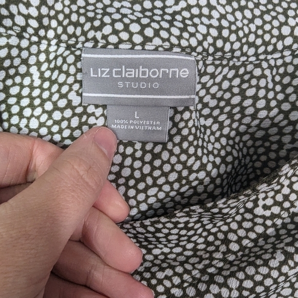 Liz Claiborne Chiffon Sleeveless V Neck Top Sz L - Picture 10 of 11
